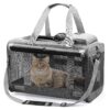 Large Cat Carrier with Storage Pockets and Adjustable Shoulder Strap for Easy Carrying