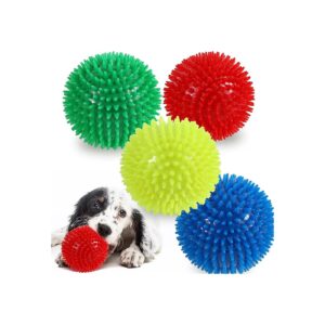 Large Dog Ball Set for Aggressive Chewers with Squeaker and Flexible Spikes