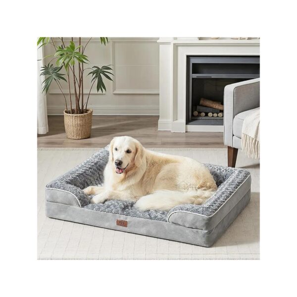 Large Dog Bed with Bolster for Ultimate Comfort and Orthopedic Support up to 90 Lbs