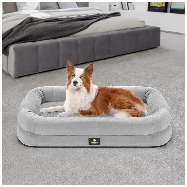 Large Dog Bed with Washable Cover and Bolster for Dogs of All Breeds