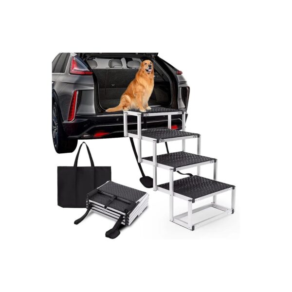 Large Dog Car Ramp, Portable and Heavy-Duty, Adjustable Nylon Handles, Non-Slip Surface