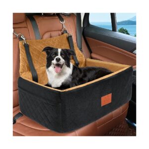 Large Dog Car Seat for Two Small Pets Under 25 Pounds with Side Pockets