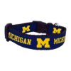 Large Dog Collar Featuring Unique Michigan Wolverines Team Logo Ribbon Design Made in USA