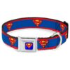 Large Dog Collar with Seatbelt Buckle and Superman Shield Design