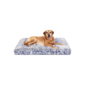 Large Dog Crate Bed with Anti-Slip Bottom and Faux Fur Pad for Cozy Sleep