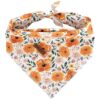 Large Dog Floral Print Adjustable Kerchief Bandana Scarf Soft Cotton Washable Pet Gift