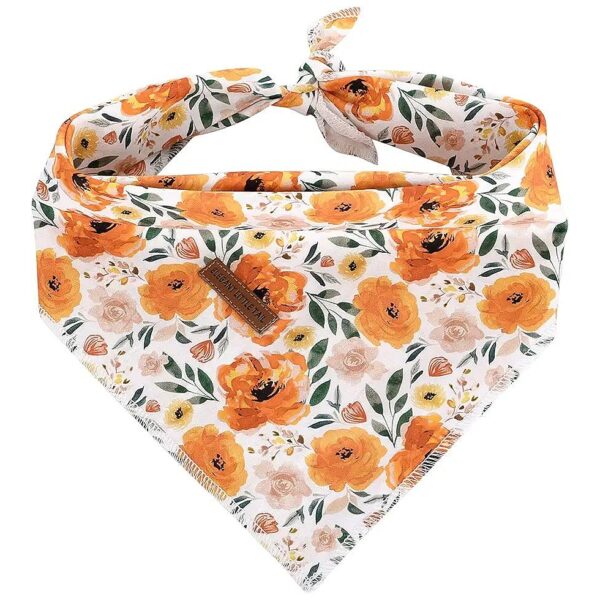 Large Dog Floral Print Adjustable Kerchief Bandana Scarf Soft Cotton Washable Pet Gift