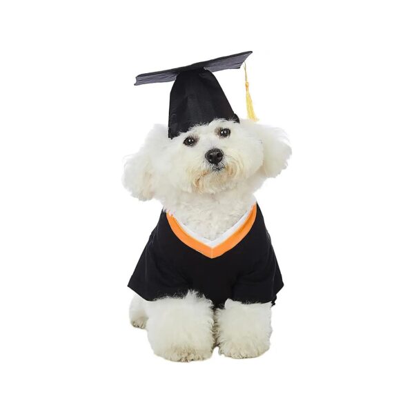 Large Dog Graduation Costume with Pet Banker Hat and Yellow Tassel Accessory