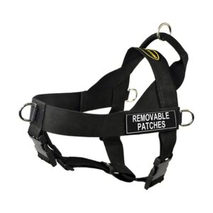 Large Dog Harness with Black Nylon Body and Clear Patches