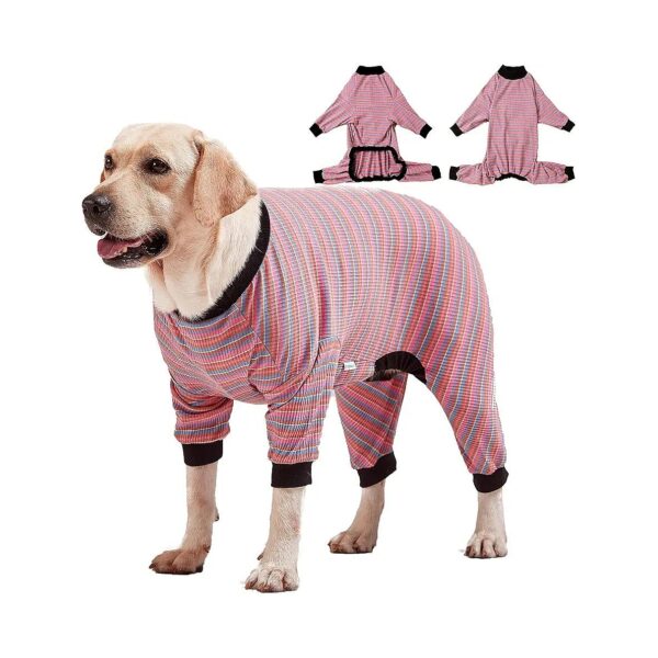 Large Dog Pajamas XXL Multicolor Stripe Cotton Pet Clothing