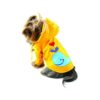 Large Dog Raincoat with Cotton Lining and Embroidered Whale for Small Breeds Yellow