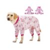 Large Dog Recovery Pajamas with Unqlorn Rose Pink Print for Post Surgery UV Protection