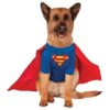 Large Dog Superman Costume with Cartoon Superhero Cape and Belt