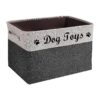 Large Dog Toy Storage Basket with Comfortable Handles and Foldable Design Black