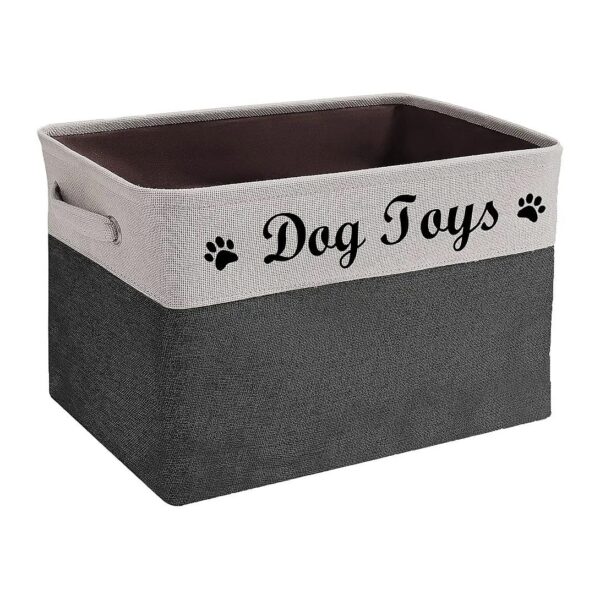 Large Dog Toy Storage Basket with Comfortable Handles and Foldable Design Black