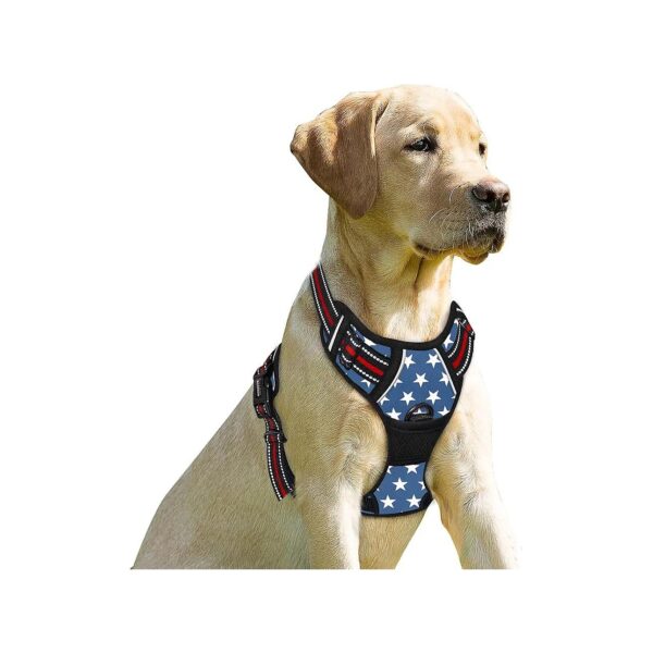 Large Dog Walking Gear Star Pattern Nylon Harness with Reflective Strips for Easy Control