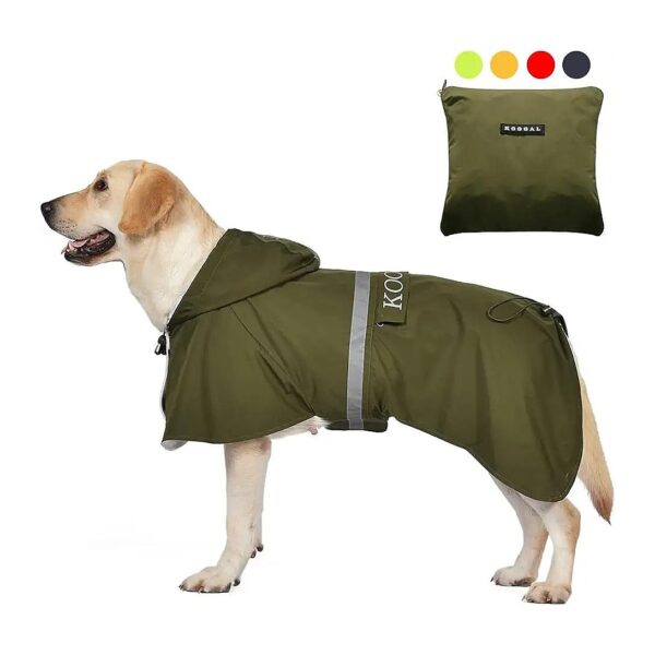 Large Dog Waterproof Poncho Coat for Medium Large Sizes with Adjustable Velcro