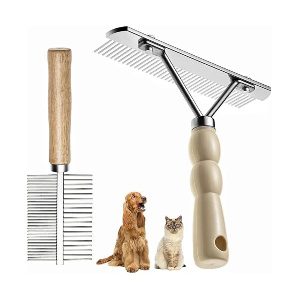 Large Dog and Cat Grooming Brush Set with Long Teeth and Durable Construction