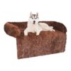 Large Dogs Calming Plush Dog Bed with Fluffy Neck Bolster Ombre Coffee XL