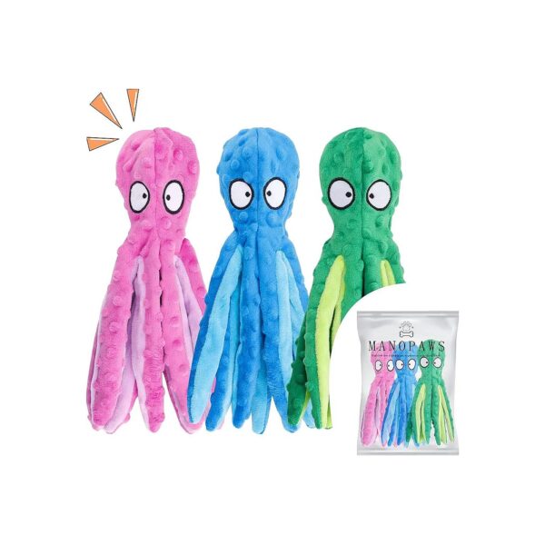 Large Dogs Medium Dogs Small Dogs Octopus Plush Squeaky Toys 3 Pack Teething