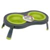 Large Dogs' Premium Double Elevated Feeder, Grey Green, Plastic