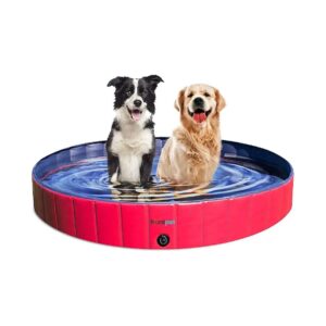 Large Dogs Red Round Foldable Swimming Pool for Pets and Kids