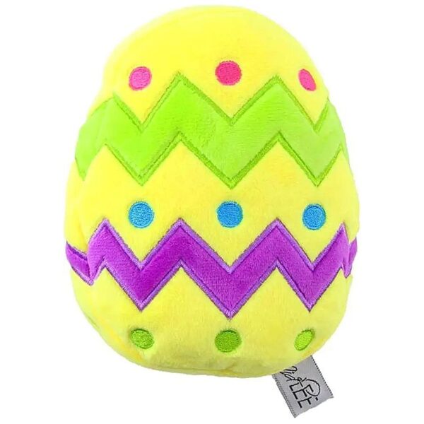 Large Egg-Shaped Plush Dog Toy with Squeaker and Easter Egg Design