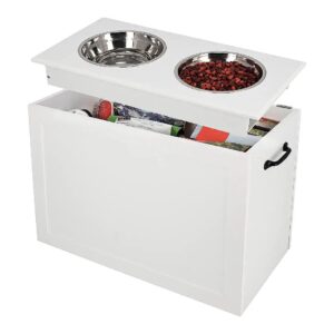 Large Elevated Dog Feeding Station with Storage for Multiple Pets