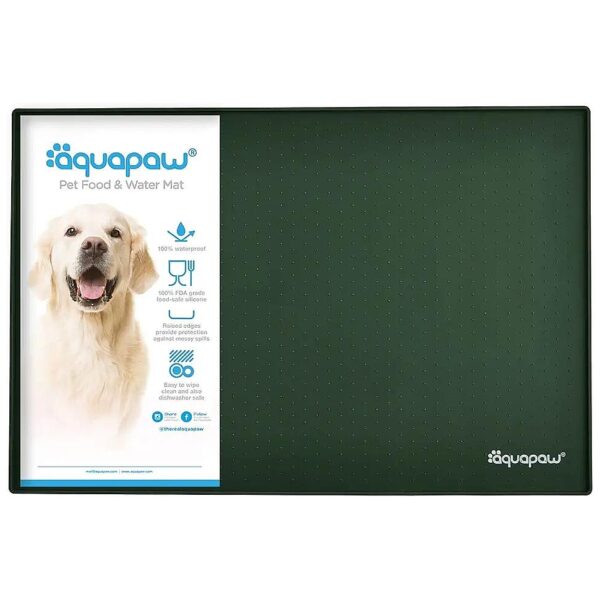 Large Forest Green Pet Feeding Mat with Waterproof Surface