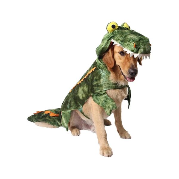 Large Green Crocodile Dog Costume Winter Warm Coat Jumpsuit for XL Dogs