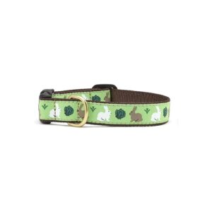 Large Green Rabbit Pattern Dog Collar 1 Inch Width Nylon Polyester Brass Full Buckle