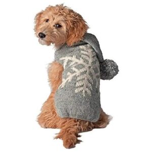 Large Grey Dog Snowflake Sweater Alpaca Wool Handmade for Winter