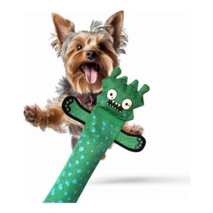 Large Interactive Plush Dog Toy with Firehose Material and Double Squeakers