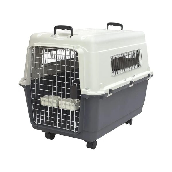 Large Kennel Crate for Dogs with Gray Finish and Durable Plastic Construction