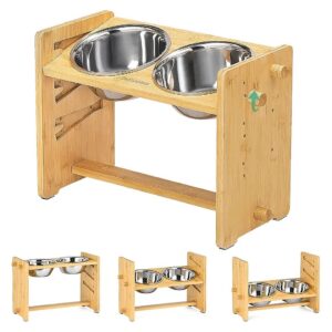 Large Medium Dog Food Bowls with 6 Adjustable Heights and Tilted Angle for Healthy Eating