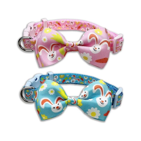 Large Medium Small Pets Puppies Bunny Carrot Pattern Collar with Bow Tie