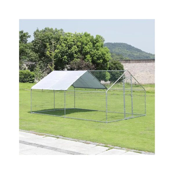 Large Metal Chicken Coop with Waterproof Roof and Rust-Proof Frame for Safety