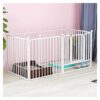 Large Metal White Pet Playpen with Walk-Through Door and Safety Locking Feature for Dogs