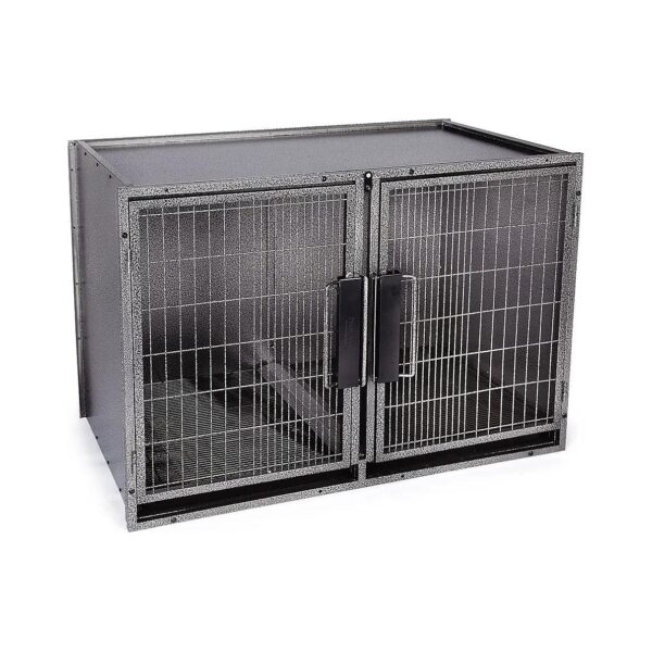 Large Modular Kennel Cage with Removable Tray Graphite Metal Construction