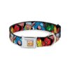 Large Neck Seatbelt Buckle Dog Collar 5 Marvel Characters Black