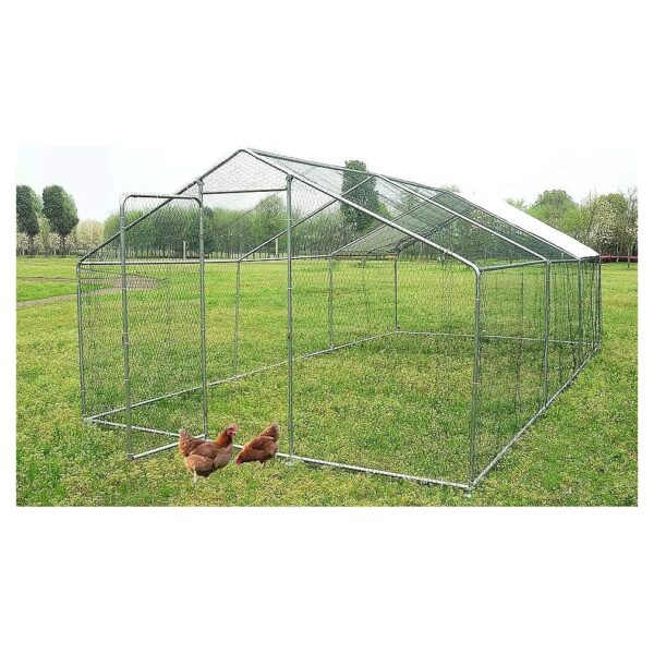 Large Outdoor Chicken Coop Walk-in Poultry Cage with Waterproof and Anti-UV Cover