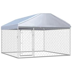 Large Outdoor Dog Kennel with Roof for Comfortable Living 7"L x 7"W x 1"H