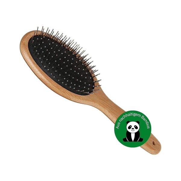 Large Oval Pin Brush with Bamboo and Stainless Steel Construction