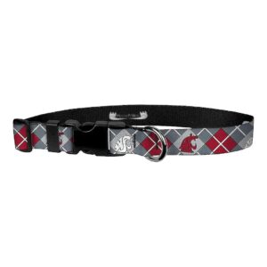 Large Pet Collar Cougar Argyle Washington State University Adjustable Dog Collar