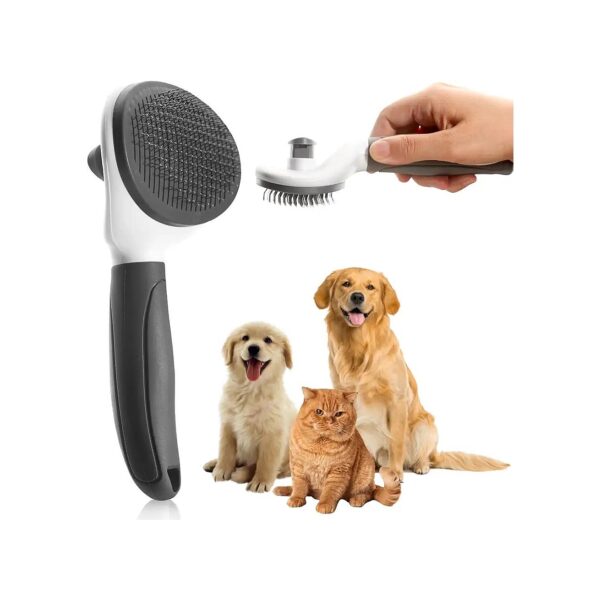 Large Pet Slicker Brush with Release Button for Easy Hair Removal