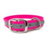 Large Pink Waterproof Reflective Dog Collar with Adjustable Fit for Pet Safety