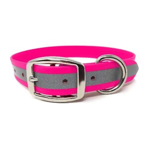 Large Pink Waterproof Reflective Dog Collar with Adjustable Fit for Pet Safety