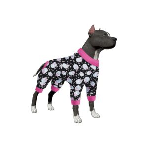 Large Pitbull Dog Sleepwear with Black Sheep Print for Cozy Nights and Anxiety Relief