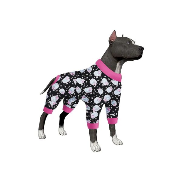 Large Pitbull Dog Sleepwear with Black Sheep Print for Cozy Nights and Anxiety Relief