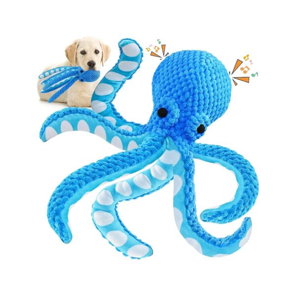 Large Plush Dog Toys with Squeaker and Textured Tentacles Perfect for Dogs of All Sizes